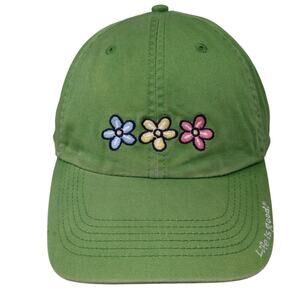 Flowers Slideback Baseball Hat Green One Size Embroidered Life Is Good